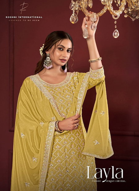 Layla By Roshni Chinon Silk Embroidery Readymade Suits Wholesale Market In Surat